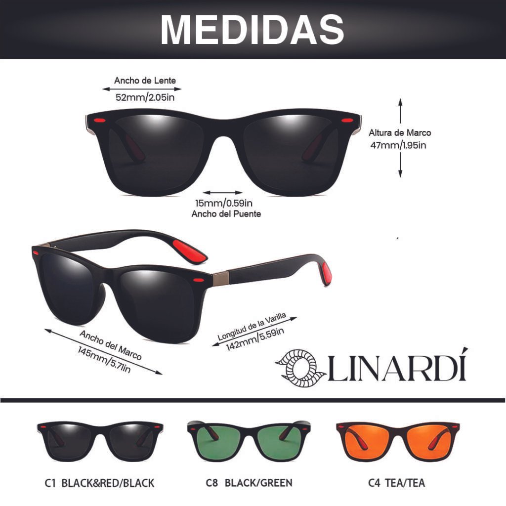 medidas de los lentes de sol