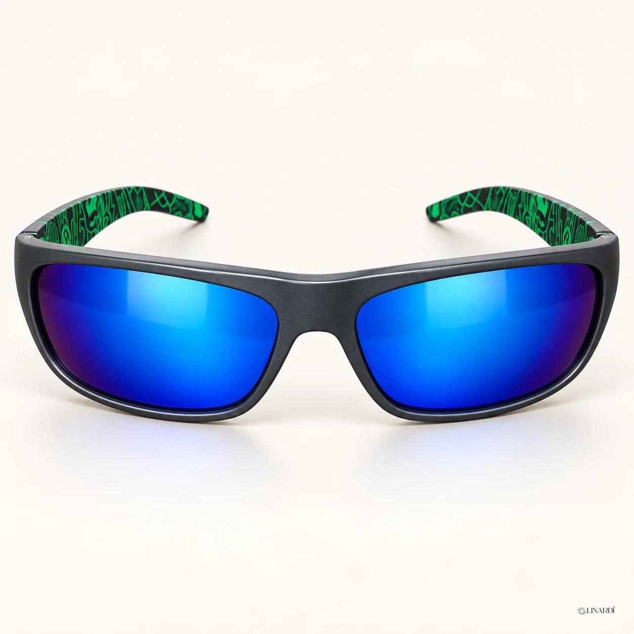 Deportivo azul espejo — Estampado verde